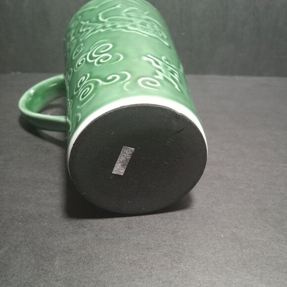 Starbucks Vintage Chaleur Embossed Green Ceramic Travel Mug Siren Mermaid - Picture 6 of 14